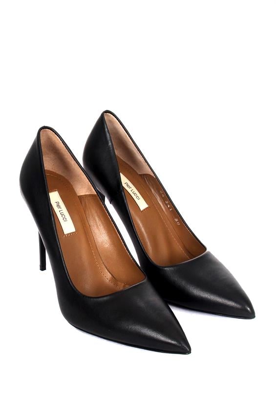 Kadın Yüksek Topuklu Ayakkabı - Siyah Deri