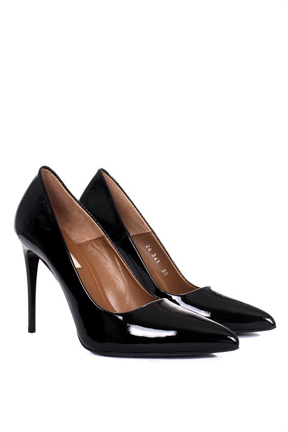 Kadın Yüksek Topuklu Ayakkabı - Siyah Rugan