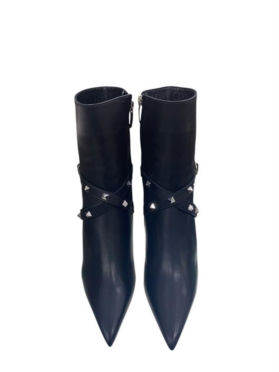 Kadın Topuklu Bot - Siyah Deri S.Ast.