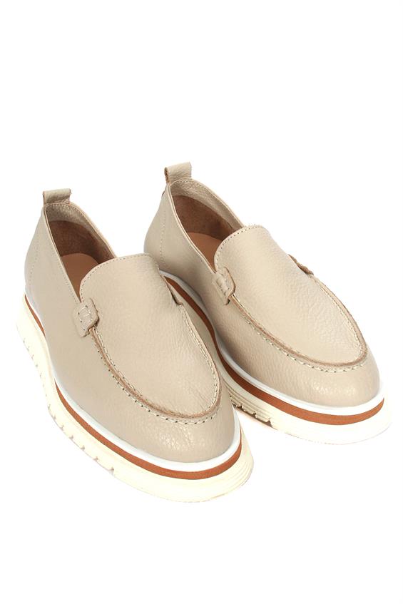 Kadın Babet Ayakkabı Loafer - Bej Floter