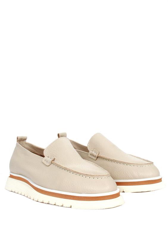 Kadın Babet Ayakkabı Loafer - Bej Floter