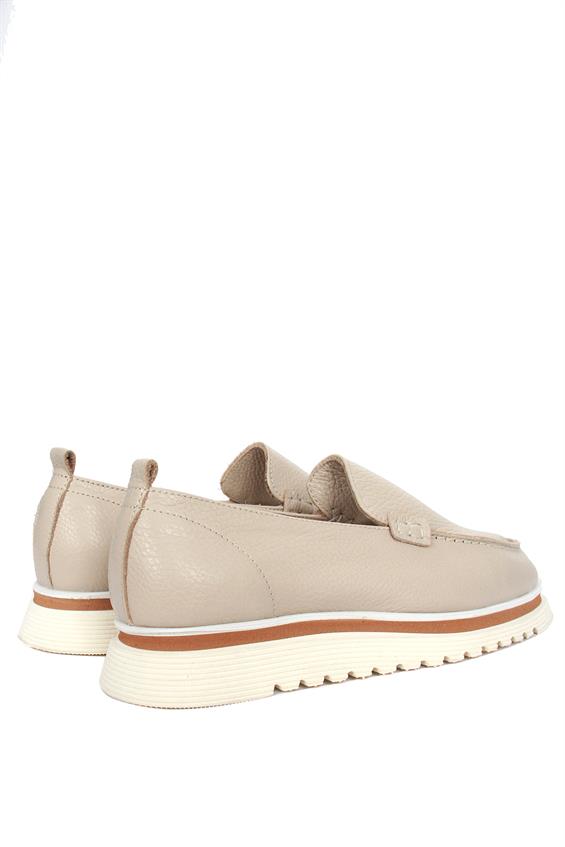 Kadın Babet Ayakkabı Loafer - Bej Floter