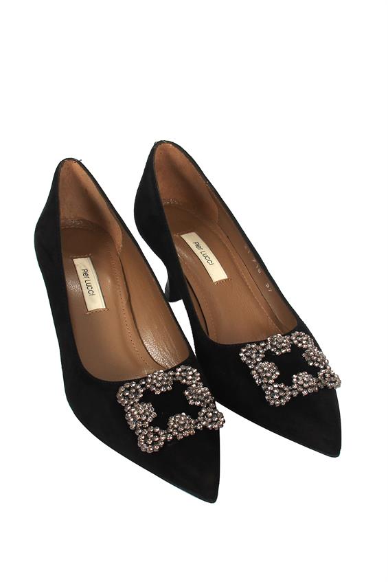 Kadın İnce Topuklu Ayakkabı-Siyah Süet