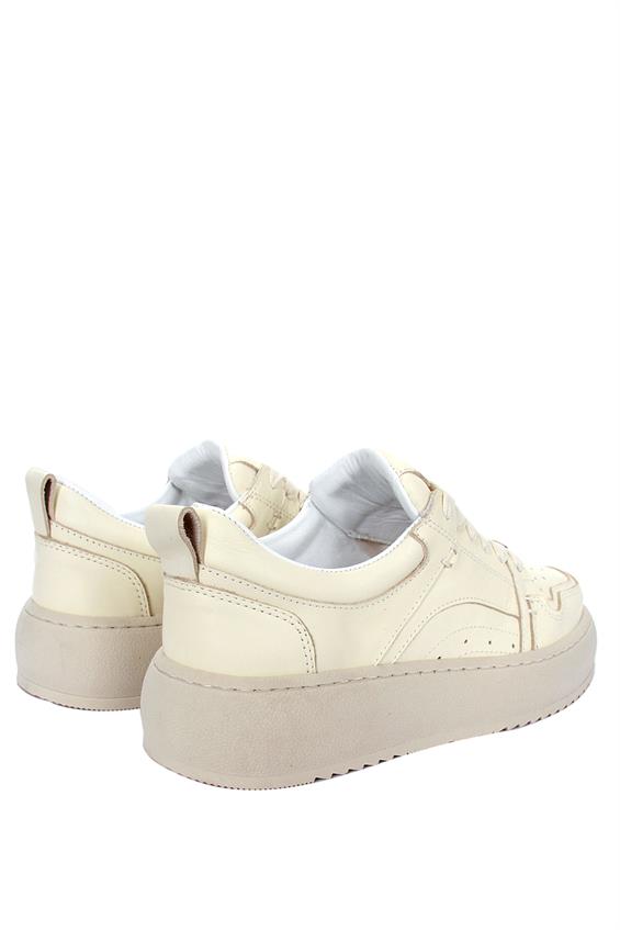 Kadın Sneakers Ayakkabı-Açık Bej Deri