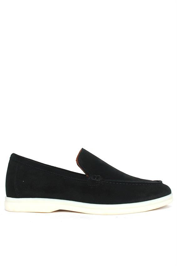 Kadın Babet Ayakkabı Loafer-Siyah Süet
