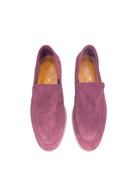 Kadın Babet Ayakkabı Loafer - Açık Bordo Süet
