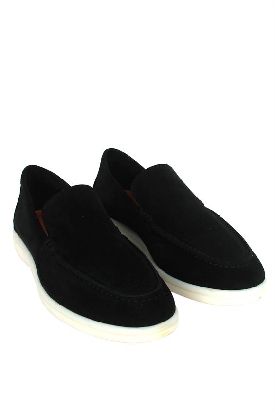 Kadın Babet Ayakkabı Loafer-Siyah Süet