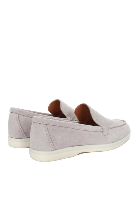 Kadın Babet Ayakkabı Loafer - Gri Süet