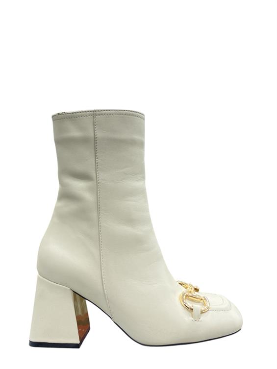 Kadın Topuklu Bot - Bej Deri