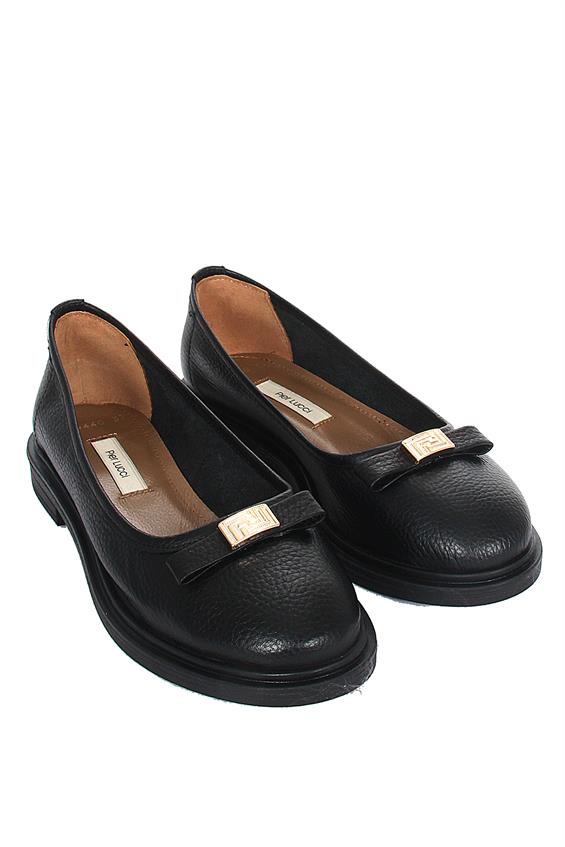 Kadın Günlük Düz Babet Ayakkabı - Siyah Floter