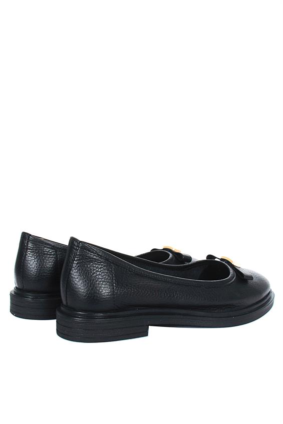 Kadın Günlük Düz Babet Ayakkabı - Siyah Floter