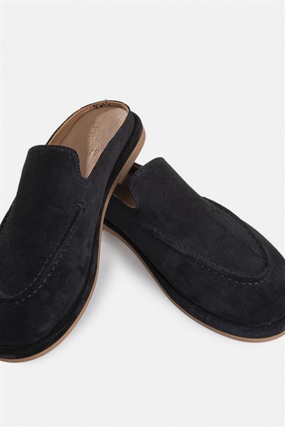 Kadın Günlük Düz Terlik - Siyah Süet