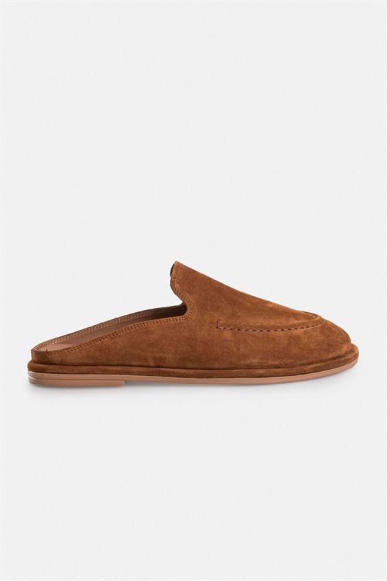 Kadın Günlük Düz Terlik - Taba Süet