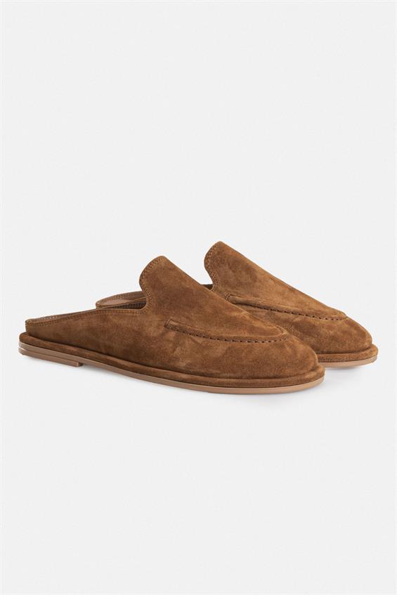 Kadın Günlük Düz Terlik - Taba Süet