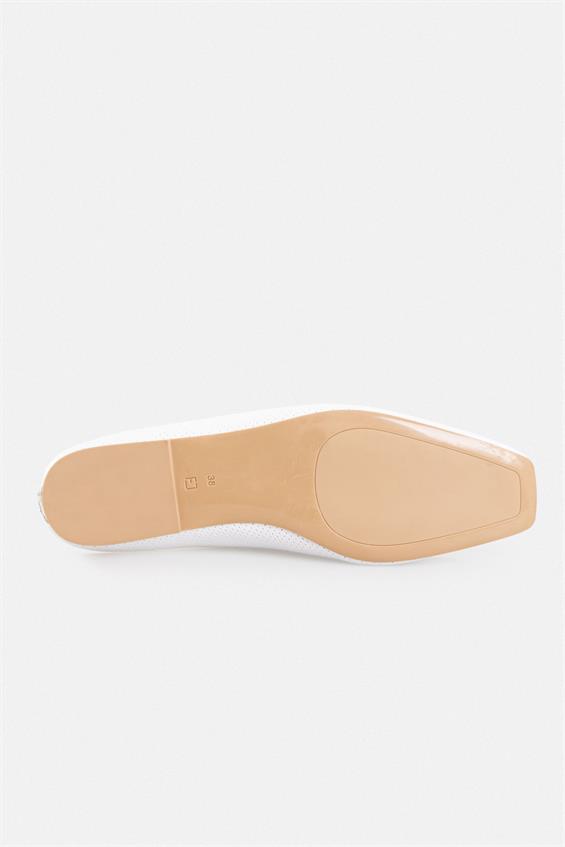 Kadın Günlük Düz Terlik - Beyaz Deri