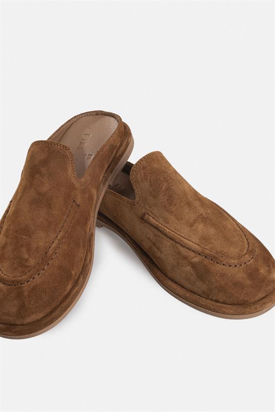 Kadın Günlük Düz Terlik - Taba Süet