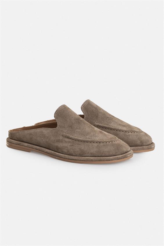 Kadın Günlük Düz Terlik - Vizon Süet