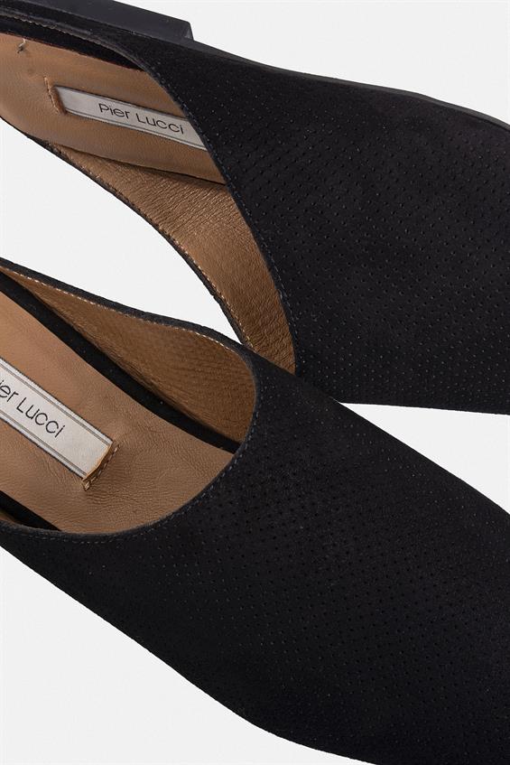 Kadın Günlük Düz Terlik - Siyah Süet