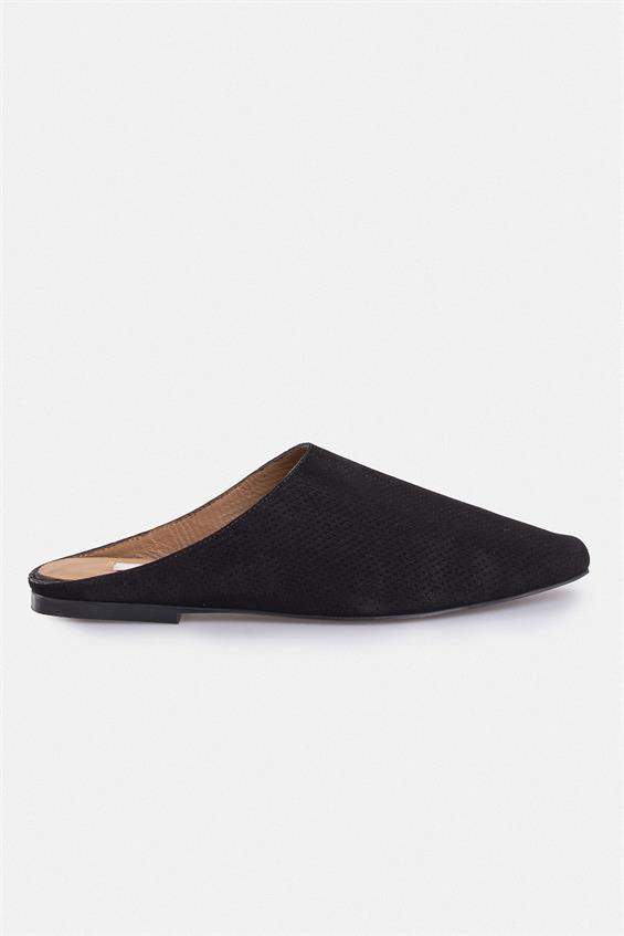 Kadın Günlük Düz Terlik - Siyah Süet