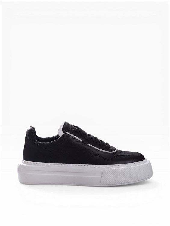 Kadın Günlük Sneakers Ayakkabı - Siyah Deri