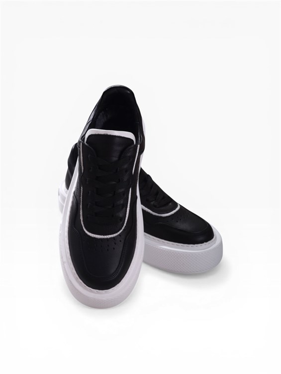 Kadın Günlük Sneakers Ayakkabı - Siyah Deri