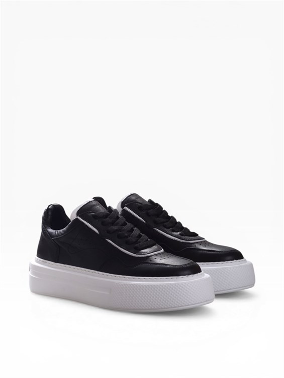 Kadın Günlük Sneakers Ayakkabı - Siyah Deri