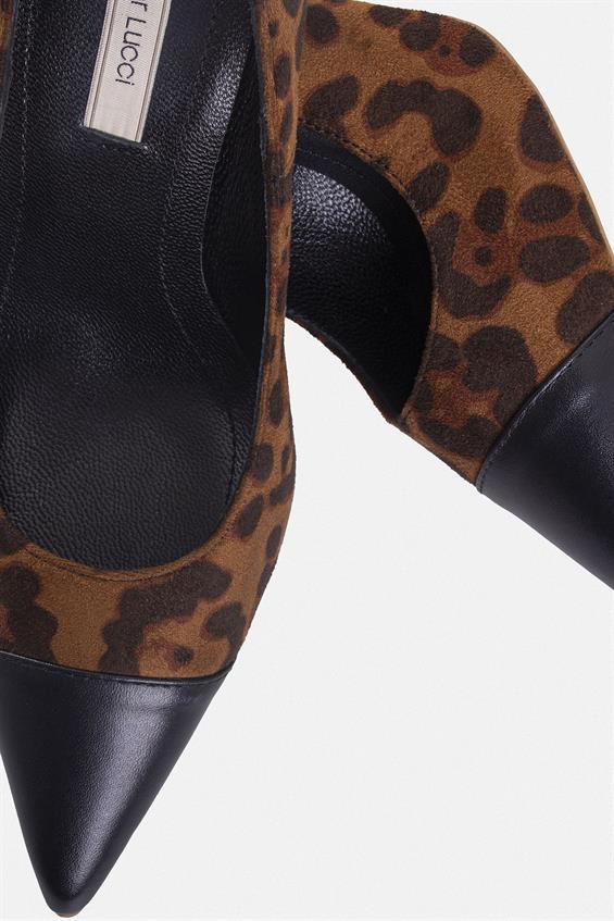 Kadın İnce Topuklu Ayakkabı - Siyah Leopar 