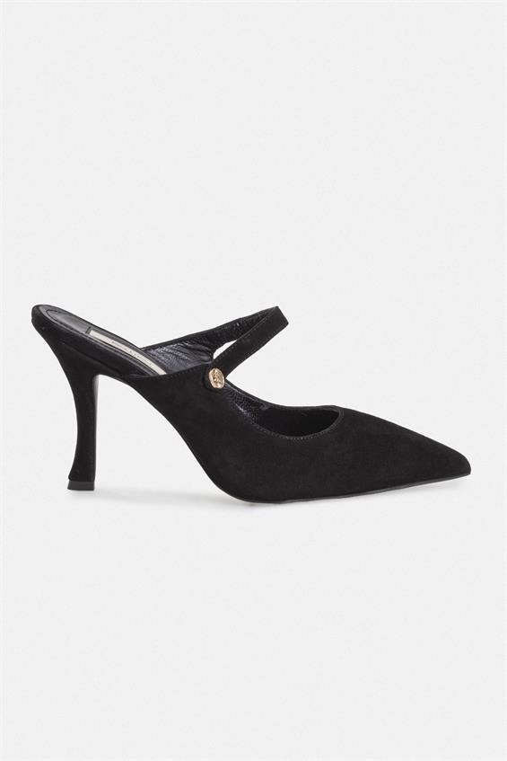 Kadın İnce Topuklu Ayakkabı - Siyah Süet