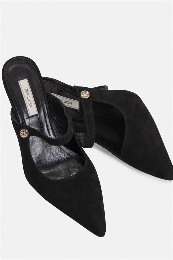 Kadın İnce Topuklu Ayakkabı - Siyah Süet