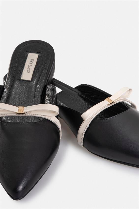 Kadın Günlük Düz Terlik - Siyah Deri