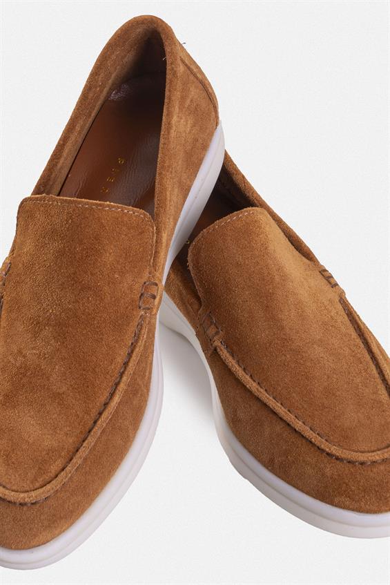 Kadın Loafer Babet Ayakkabı - Taba Süet