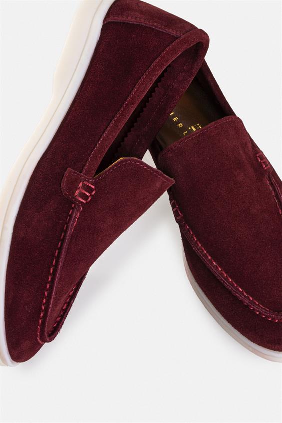 Kadın Loafer Babet Ayakkabı - Bordo Süet