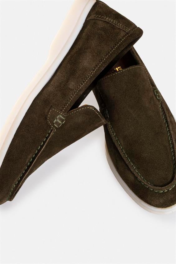 Kadın Loafer Babet Ayakkabı - Haki Süet