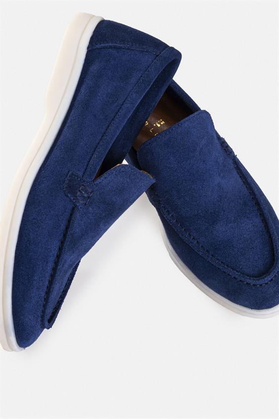 Kadın Loafer Babet Ayakkabı - Lacivert Süet