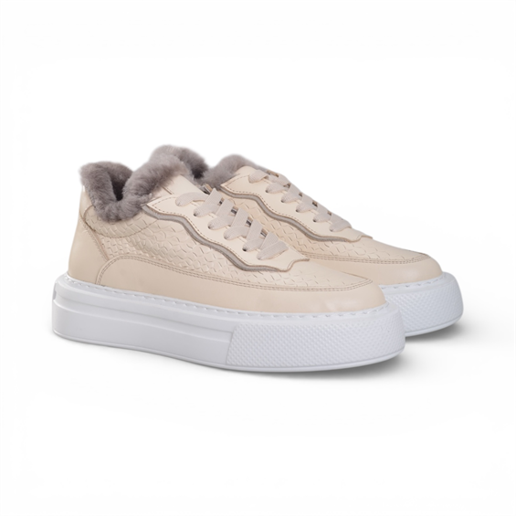Kadın Sneakers Ayakkabı - Bej Deri 