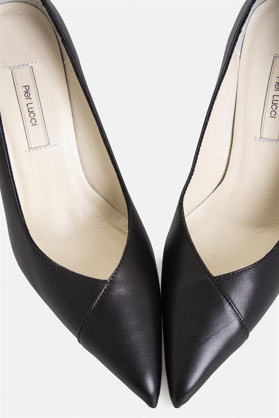 Kadın Stiletto Topuklu Ayakkabı - Siyah Deri