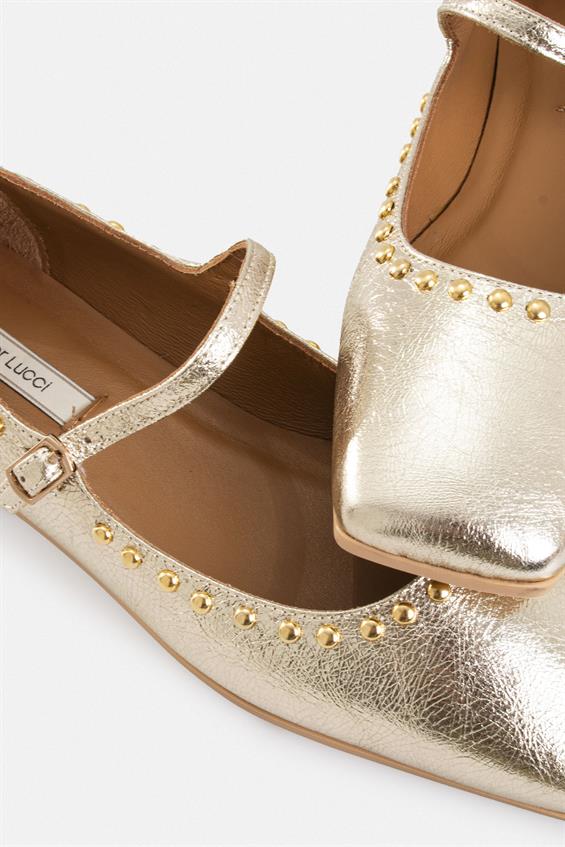 Kadın Tokalı Düz Babet Ayakkabı - Dore Deri