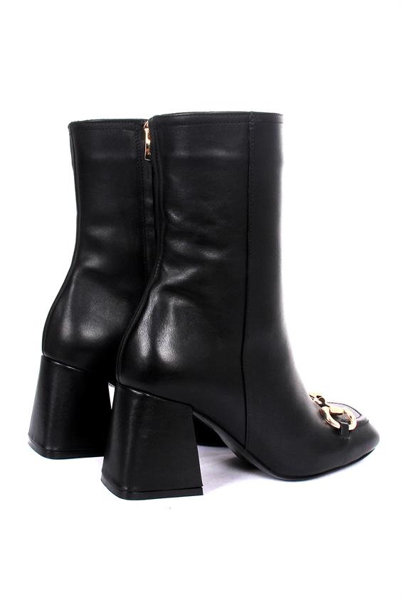 Kadın Topuklu Bot - Siyah Deri