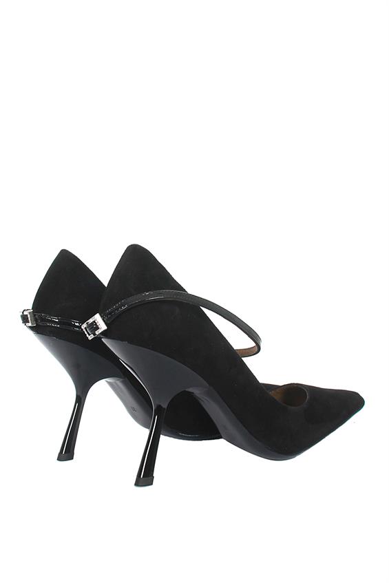 Kadın Stiletto Topuklu Ayakkabı - Siyah Süet