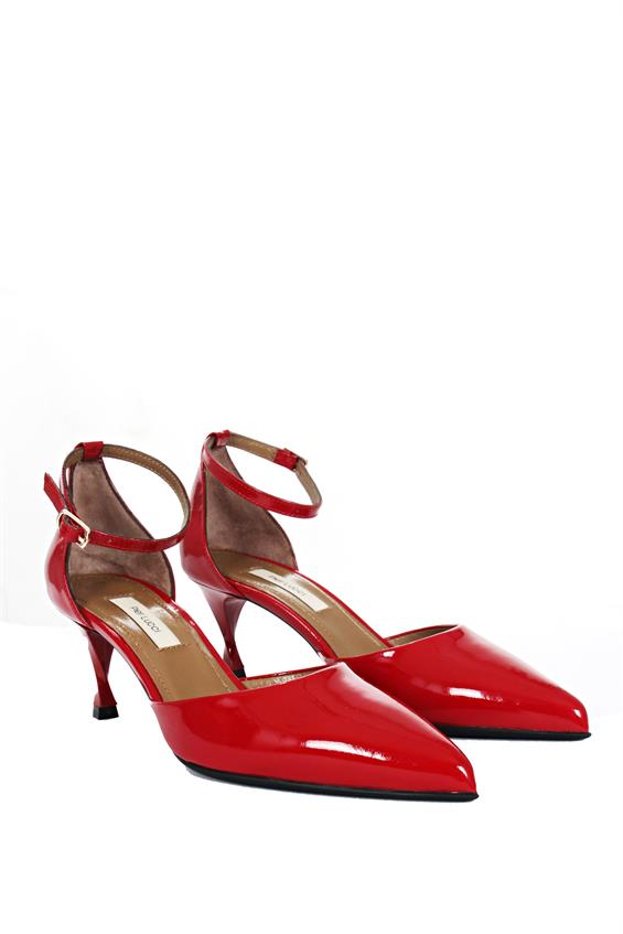 Kadın İnce Topuklu Ayakkabı - Kırmızı Rugan