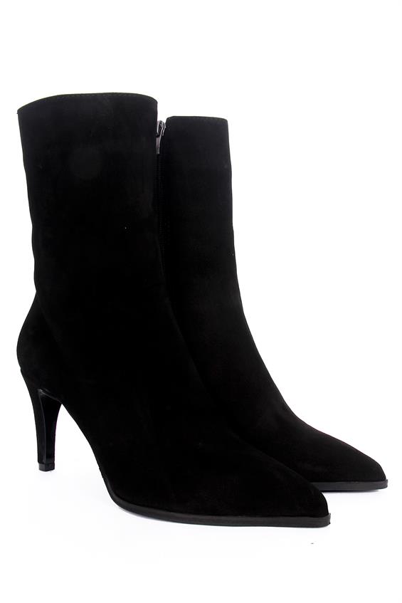 Kadın Topuklu Bot - Siyah Süet 
