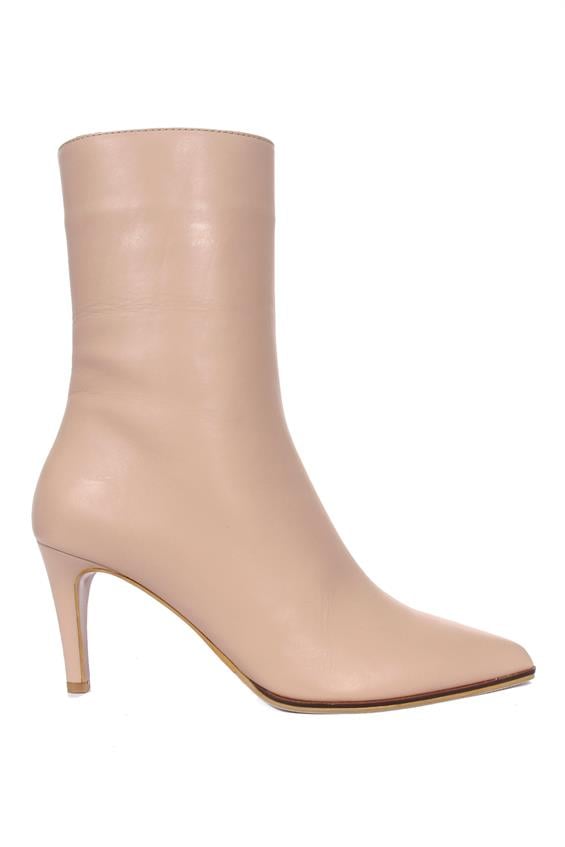Kadın Topuklu Bot - Bej Deri
