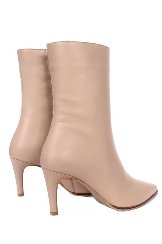 Kadın Topuklu Bot - Bej Deri