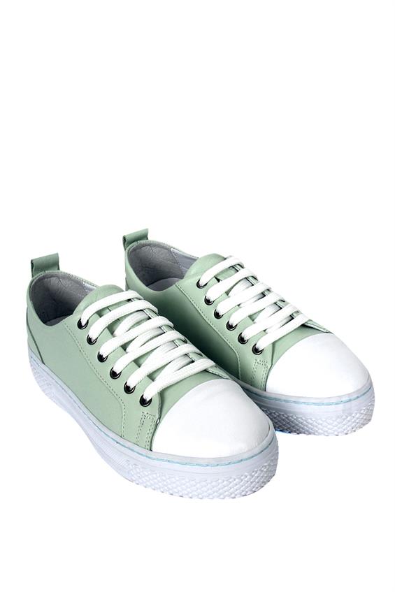 Kadın Sneakers Ayakkabı - Su Yeşili Deri