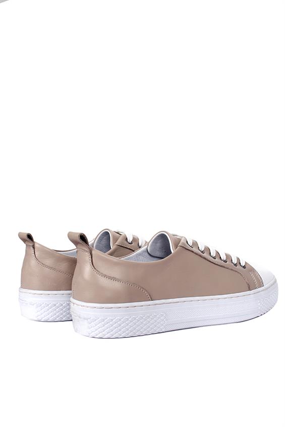 Kadın Sneakers Ayakkabı - Bej Deri