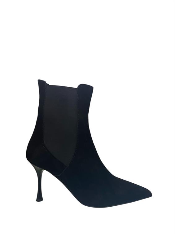 Kadın Topuklu Bot - Siyah Süet S.Ast.