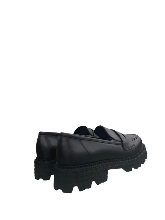 Kadın Babet Ayakkabı Loafer - Siyah Deri