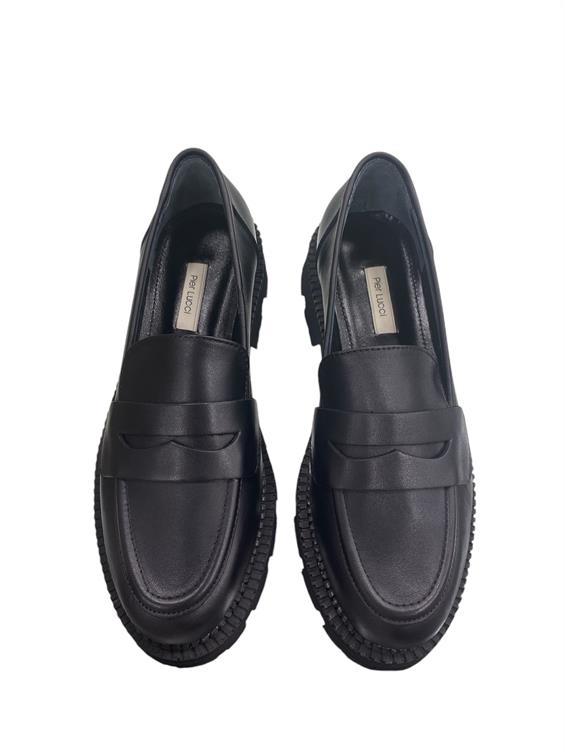 Kadın Babet Ayakkabı Loafer - Siyah Deri