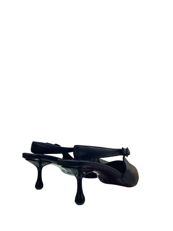 Kadın İnce Topuklu Ayakkabı - Siyah Deri