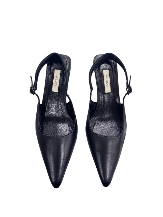 Kadın İnce Topuklu Ayakkabı - Siyah Deri